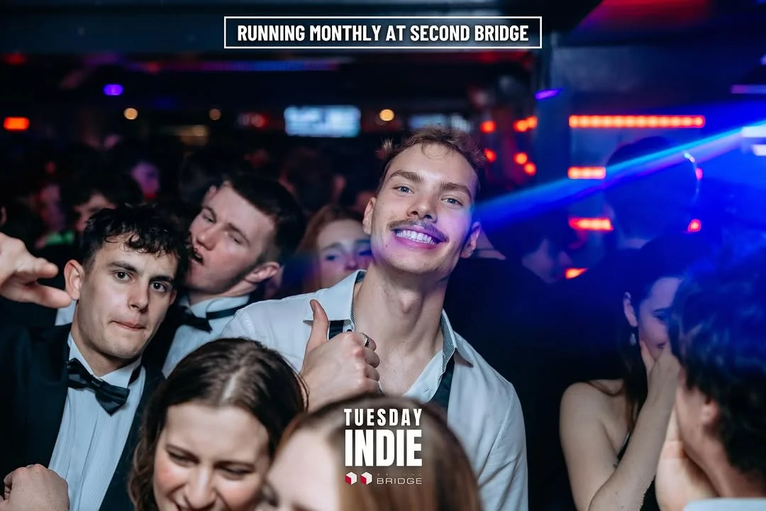 The dance floor of Second Bridge nightclub in Bath, filled with people and colourful lights.
